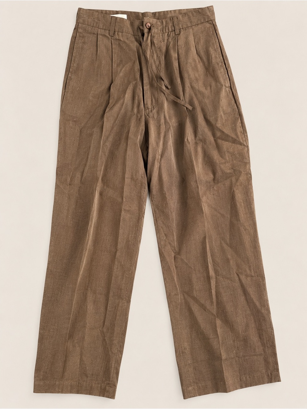 Pronti Men’s 100% Linen Brown Wide Leg Pants Size L NWT